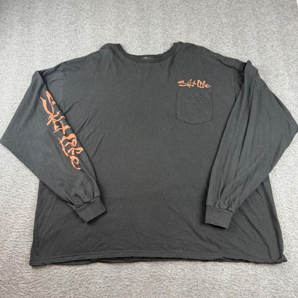 Salt Life Pocket T-Shirt Men's 2XL Black Long Sleeve Marlin Graphic Live Salty